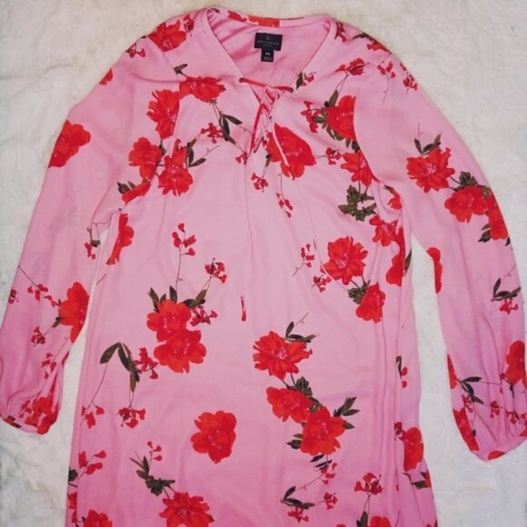 SHEER FLORAL CRISSCROSS NECKLINE BLOUSE - Picture 1 of 4